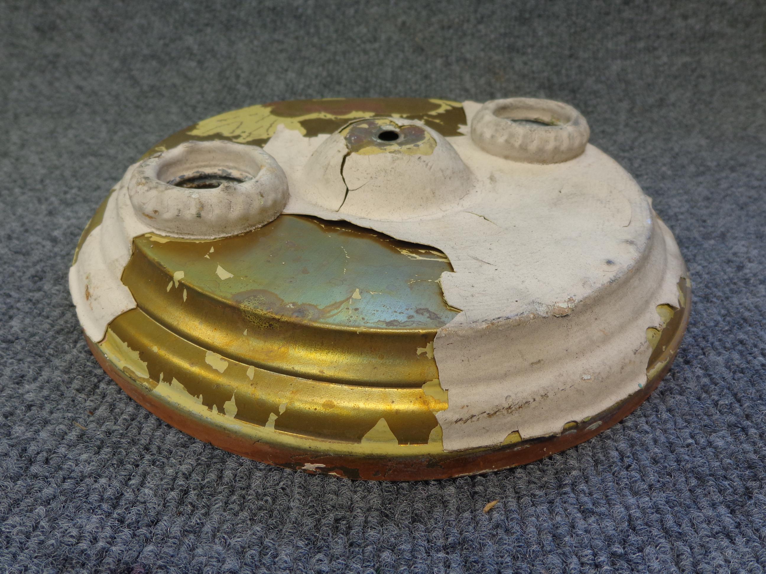 Vintage Double Socket Light Fixture Tin W/brass Finish Flush Ceiling ...