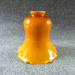 Vintage Butterscotch Caramel Cased Glass Shade Lamp Light Fixture Pendant