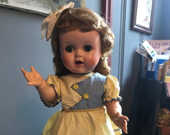 Vintage 1950's Ideal W16 Saucy Walker Doll With Original Dress Working