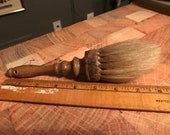 Antique Barber Shop Duster Shaker Brush Horsehair Bristles Turned Wood Handle