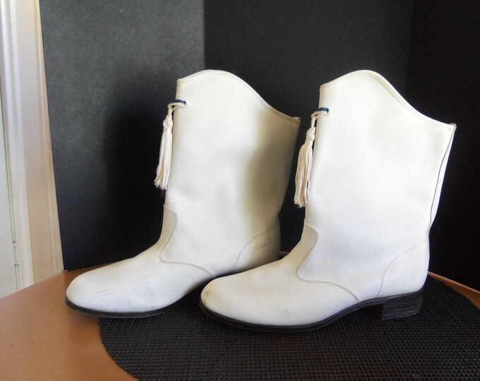 Pair White Majorette Marching Band Boots Size M Etsy