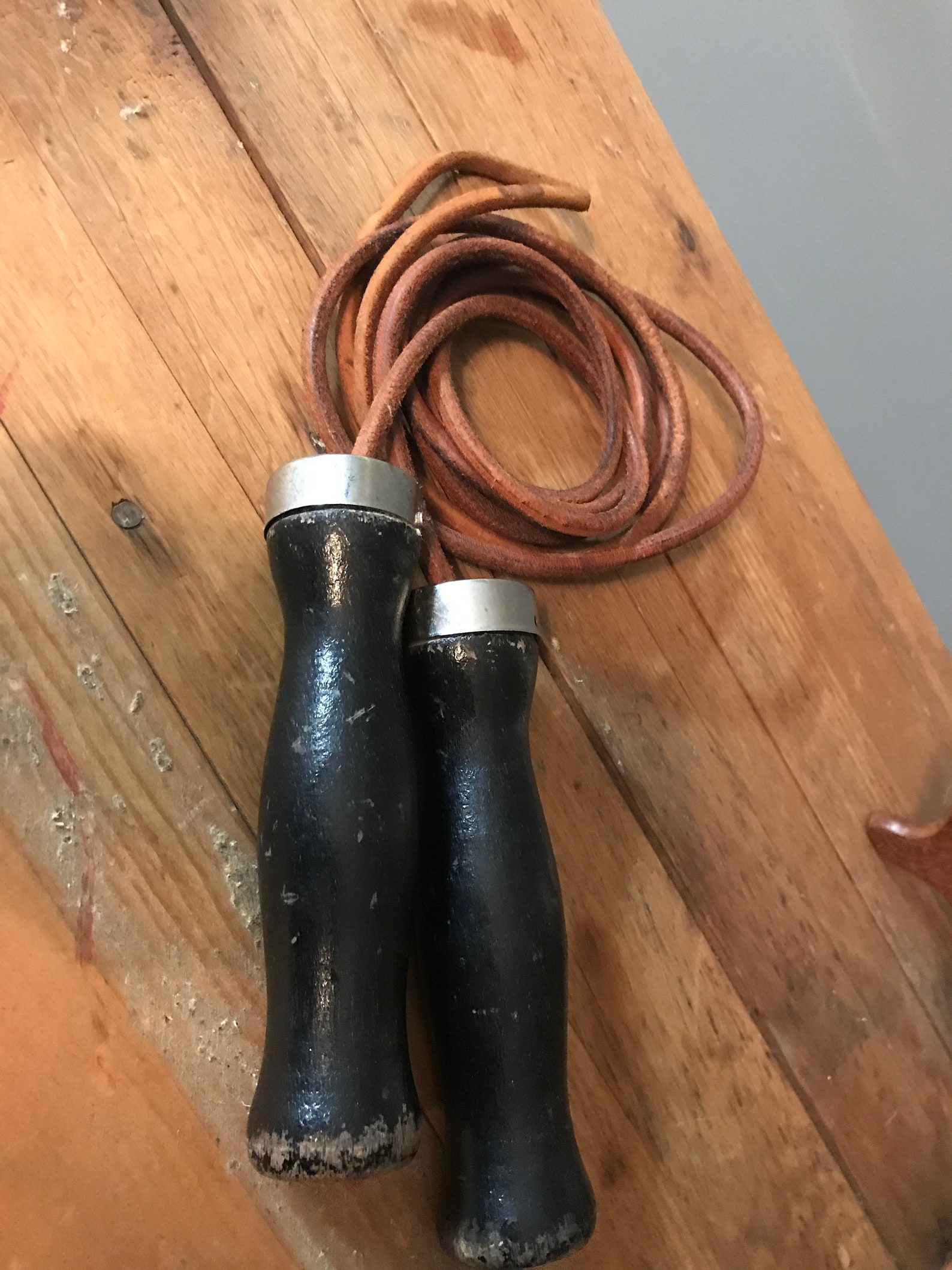 Vintage Leather and Wood Jump Rope 1950's Exercise Etsy