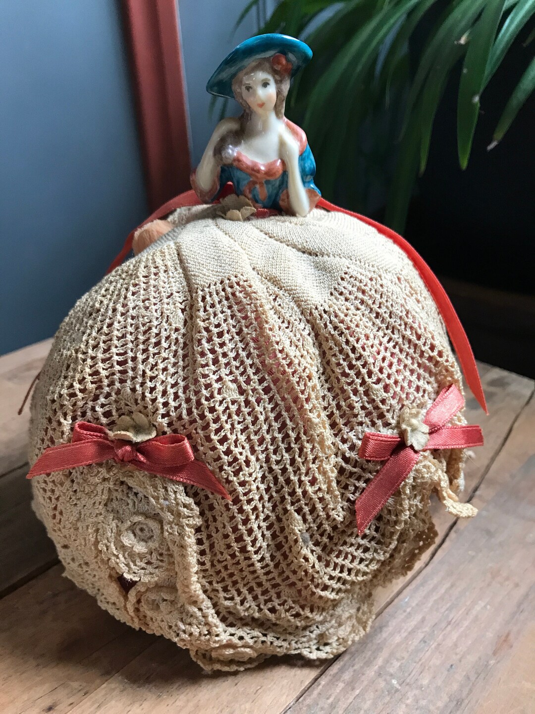 Vintage Victorian Lady Pin Cushion Nice Hat Pin Cushion Etsy