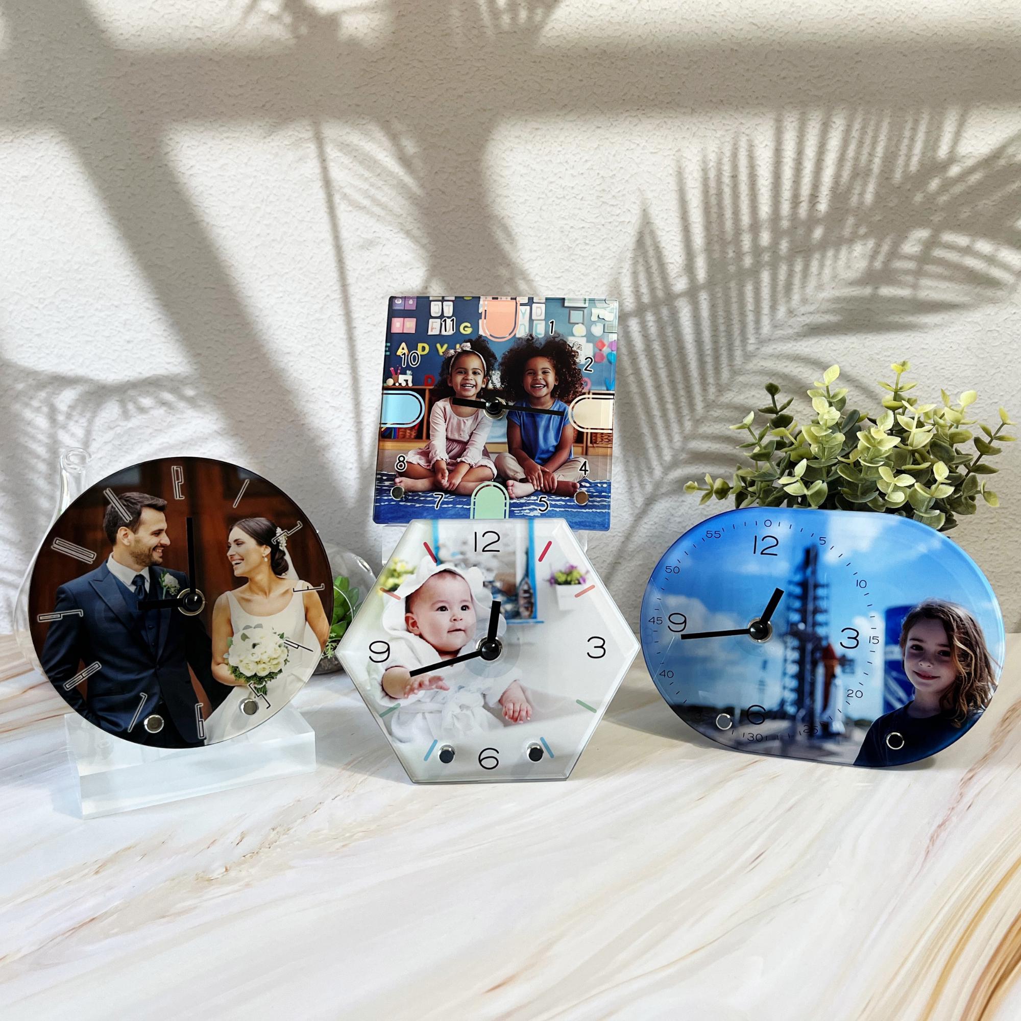 Personalized Photo Acrylic Clock: Custom Tabletop Decor Desk Clock ...