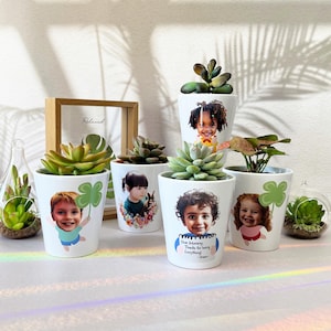 Custom Photo Plant Pot: Personalized Ceramic Planter, Kid's Picture Message Gift Small Flower Pot