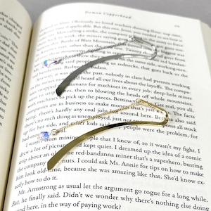 Crystal Pendant Metal Bookmark: Elegant Book Lover Gift Book Jewelry Hook Minimalist Charm
