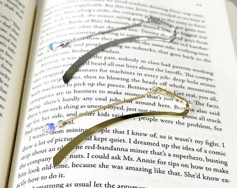 Crystal Pendant Metal Bookmark: Elegant Book Lover Gift Book Jewelry Hook Minimalist Charm