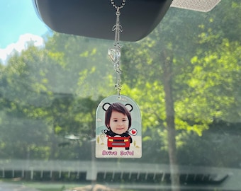 Drive Safe Kids Car Hanging Ornament Personalized Photo Charm Custom Rearview Mirror Hanger Acrylic