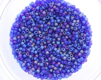 2mm Japanese Glass Matsuno 11/0 Seed Beads, frost AB Aqua blue, 17 grams