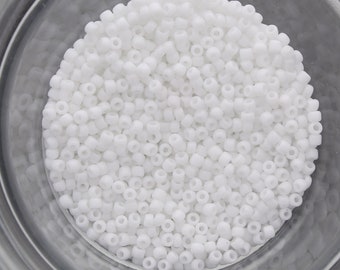 Rocailles japonaises Matsuno 11/0 en verre de 2 mm, perle blanche, environ 16 g, env. 2575 perles