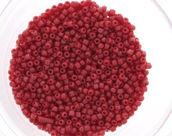 2mm Japanese Glass Matsuno 11/0 Seed Beads, Opaque dark red, 16 Grams