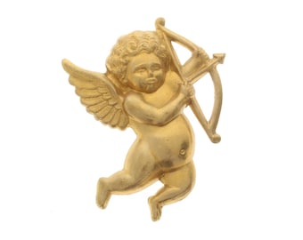 Broche Ancienne Victorien Ange Chérubin - Argent Sterling Et Raisins