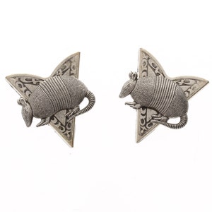 Armadillo Western Collar Tip, Antique Silver finish, Made in USA, 1 pair