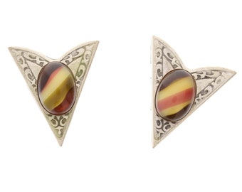 Punte per colletto con cabochon in vetro ambrato vintage, prodotto negli Stati Uniti, 1 paio