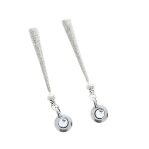 Antique Silver Bolo Tip, cast zinc with blue crystal charm drop, Made in USA, Pack of 2