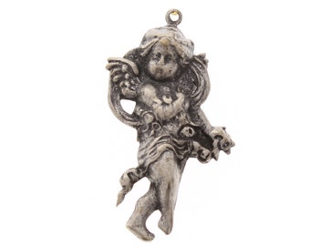 37 mm Cherub Engel Anhänger, Antikes Silber oder Antikes Gold, Made in USA, 6er Pack