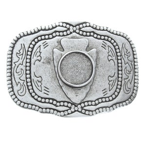 Belt buckle, Arrowhead with 20mm bezel setting, Choose Antique Silver, Green Patina, or Copper Antique finish, Each