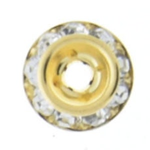 Swarovski Crystal rhinestone rondelles, 6mm, crystal, gold plated, Made in Austria, each
