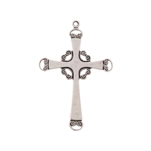 Apostles Cross Charm Pendant, Classic Silver, 34x50mm, Pack of 6