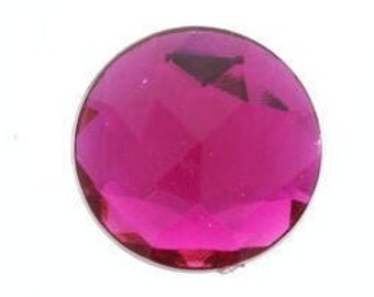 22mm Hot Pink Crystal Lucite Cabochon, Flat back, pack of 12