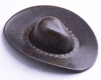 Cowboy Hat Metal Jewelry Charm Stamping, Rustic Finish or Antique Silver, Made in USA, Pack of 3