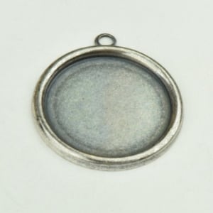 Round Metal Bezel Tag Charms, for stones or stamping, 21mm, Made in USA, Classic Silver, pack of 6    (13185CS)