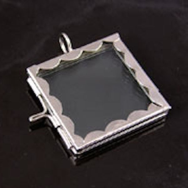 Our Glass Pendants, Square, Silver,  pack of 2