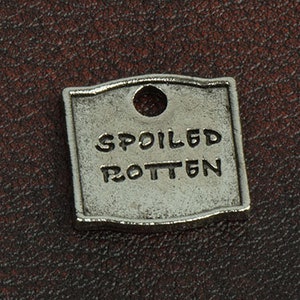 Spoiled Rotten Pet Charm, 22mm x 19 mm, antique silver, pack of 3