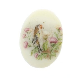 Cabochão de pássaro camafeu vintage 25x18mm, litografia alemã, pacote com 4