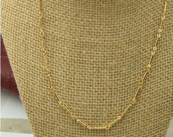 16" Layering Necklace, bar chain, Hamilton gold plating, Made in USA, Each