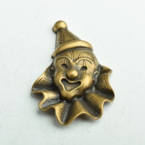 Circus Clown Charm Stamping, antique silver or antique gold, Made in USA, pack of 2    (3303)