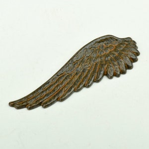 Feather Wing Charm, 52mm, Left wing, Vintage rustic brown finish, Made in USA, pack of 2