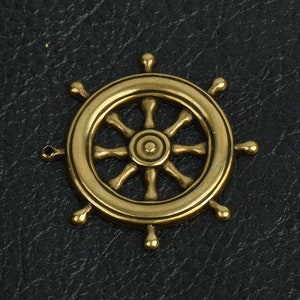 Nautical Ship Boat Steering Wheel Charm Pendant, Antique Gold or Antique Silver, Made in USA, pack of 6