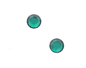 Swarovski 11mm Crystal Faceted Cabochon Rhinestone, #2000, SS48, Foiled Flat Back, Emerald Green, 6 each