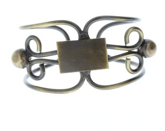 Wire Formed Antique Gold Bracelet Cuff, adjustable, each