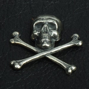 Breloque tête de mort avec os croisés, 21 mm, Jolly Roger, argent classique, lot de 6