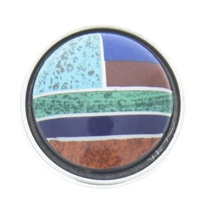 32mm Turquoise Inlay Concho, Chicago screw on, litho cabochon, each