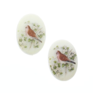 vintage 25mm Cameo Red Bird Cardinal Litho Cabochons, litho allemand, pack de 3 (OE-172/3)