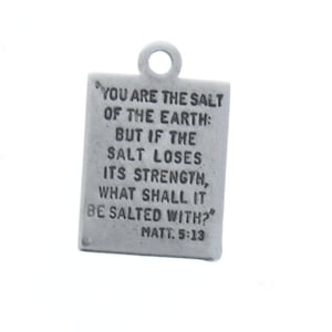 Vintage Bible Scripture &quot;Salt of the Earth&quot; Charm, Antique Silver or Antique Gold, Pack of 6