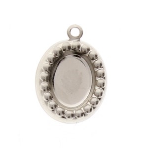 Oval Bezel Stampings Charms, Antique Silver, 13x11 oval, pack of 6