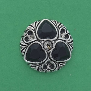 Vintage Button, 2 hole, antique silver plated, made in Germany, pack of 4