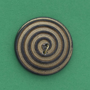 Vintage Spiralknopf, 2-Loch, 26mm, braun mit gold, 4er Pack