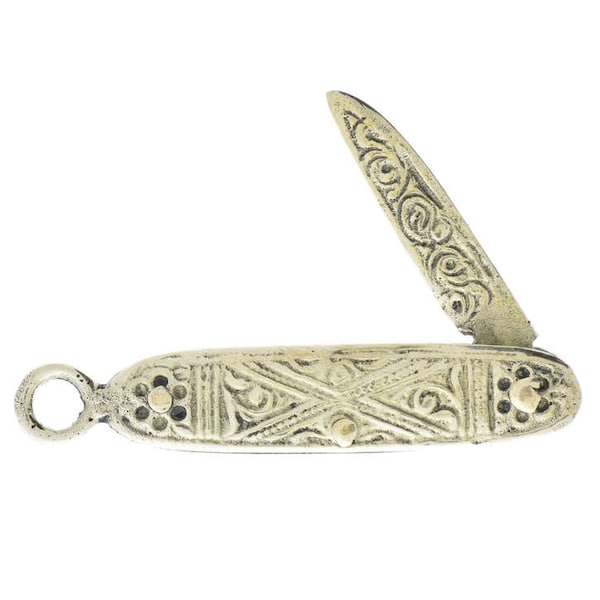 Pocket Knife Charm, 40mm, antique gold, Made in USA, Each