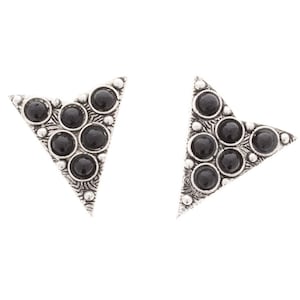 Western Santa Fe Collar Tip with faux onyx stone inlay, screw on back,Antique Silver, Made in USA, 1 pair
