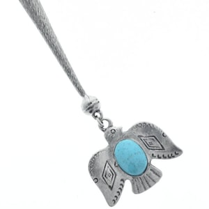Bird Turquoise Bolo Tips,  antique silver, Made in USA, Set of 2