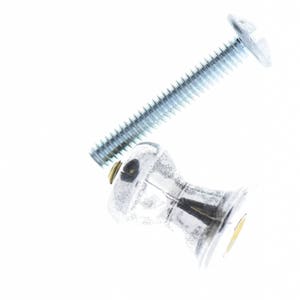 May include: A silver cabinet knob with a decorative design and a matching screw.