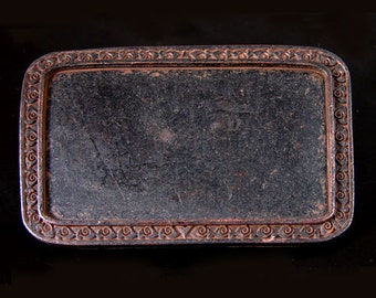 Engraved Rectangular Frame Gold and Sterling Silver Plated Western Belt Buckle