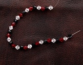 Red, Black, Clear Faceted Bi-cone Fire-n-Ice Crystal, 6mm (7236 6)