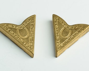 Copper Plated Horse Shoe Design Collar Tips