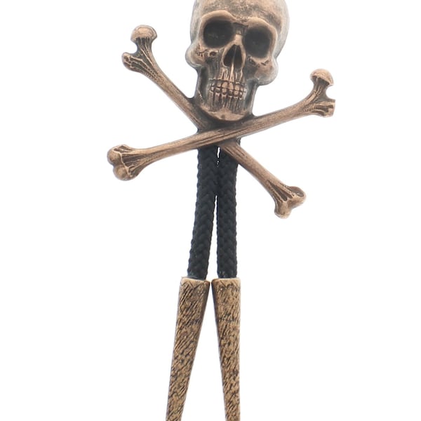 Corbata de bolo con calavera y huesos cruzados de cobre, fabricada en EE. UU., cada una